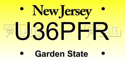 U36PFR New Jersey License Plate