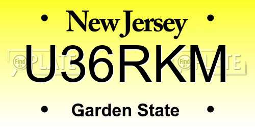 U36RKM New Jersey License Plate