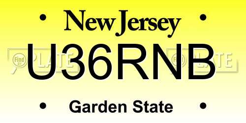 U36RNB New Jersey License Plate