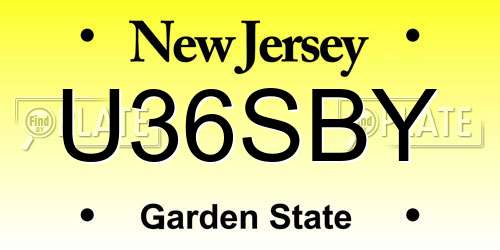 U36SBY New Jersey License Plate