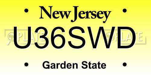 U36SWD New Jersey License Plate