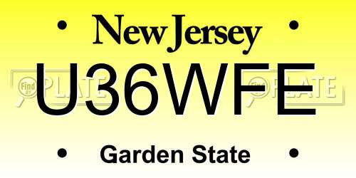 U36WFE New Jersey License Plate