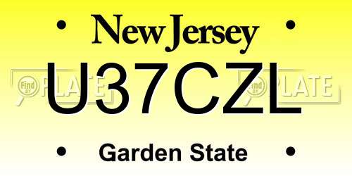 U37CZL New Jersey License Plate