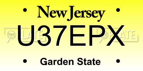 U37EPX New Jersey License Plate