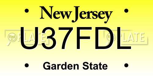 U37FDL New Jersey License Plate