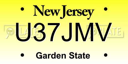 U37JMV New Jersey License Plate