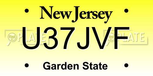 U37JVF New Jersey License Plate