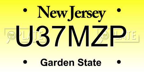 U37MZP New Jersey License Plate