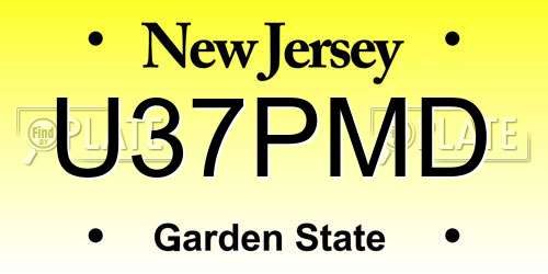 U37PMD New Jersey License Plate