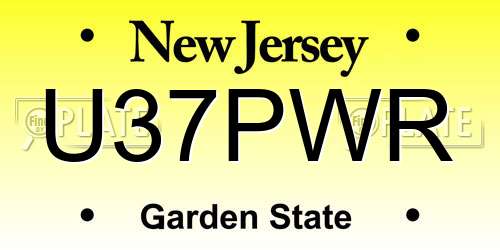 U37PWR New Jersey License Plate