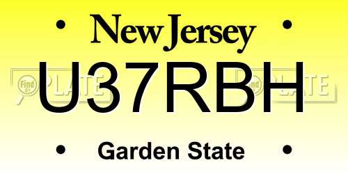 U37RBH New Jersey License Plate