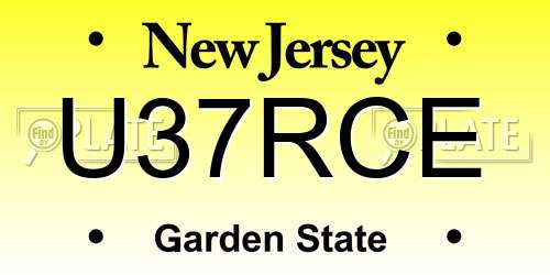 U37RCE New Jersey License Plate