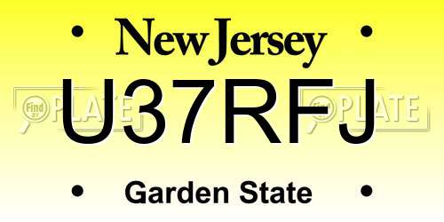 U37RFJ New Jersey License Plate
