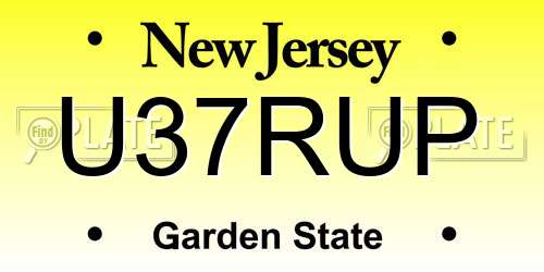 U37RUP New Jersey License Plate