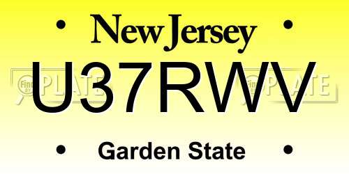 U37RWV New Jersey License Plate
