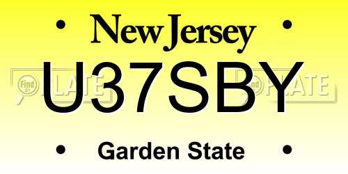 U37SBY New Jersey License Plate
