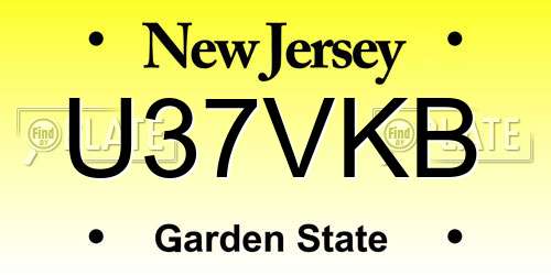 U37VKB New Jersey License Plate