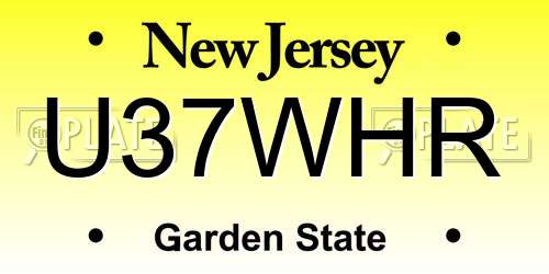 U37WHR New Jersey License Plate