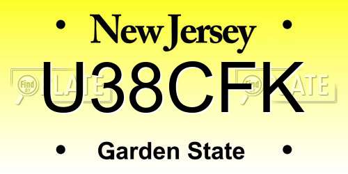 U38CFK New Jersey License Plate