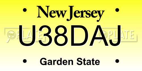 U38DAJ New Jersey License Plate