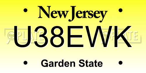 U38EWK New Jersey License Plate