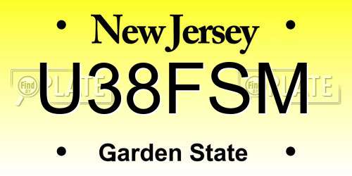 U38FSM New Jersey License Plate