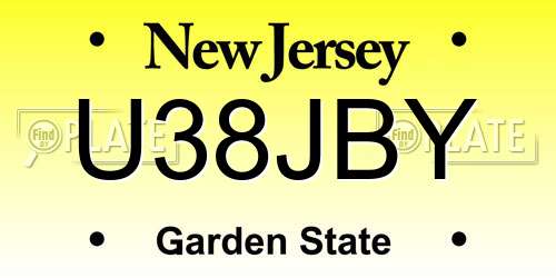 U38JBY New Jersey License Plate