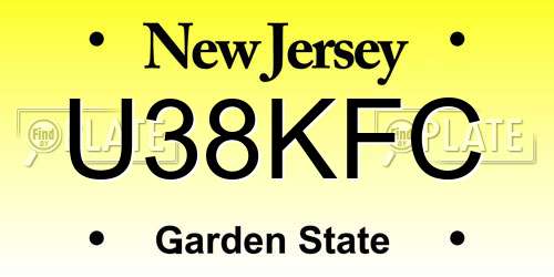 U38KFC New Jersey License Plate