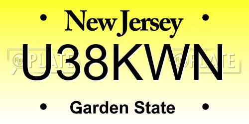 U38KWN New Jersey License Plate
