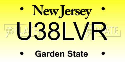 U38LVR New Jersey License Plate