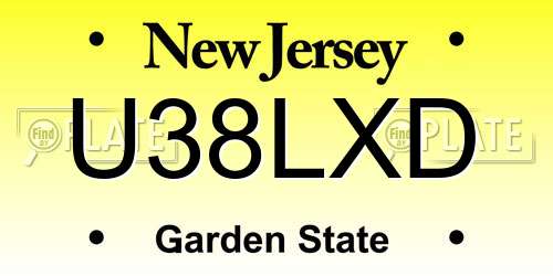 U38LXD New Jersey License Plate