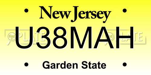 U38MAH New Jersey License Plate