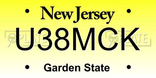 U38MCK New Jersey License Plate