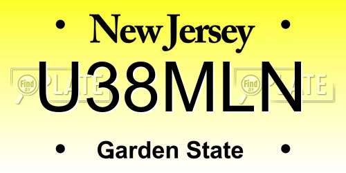 U38MLN New Jersey License Plate
