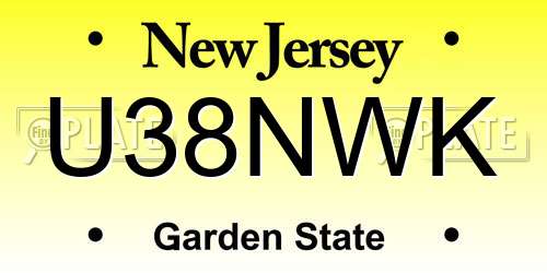 U38NWK New Jersey License Plate