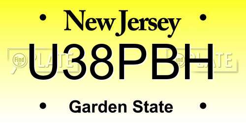 U38PBH New Jersey License Plate