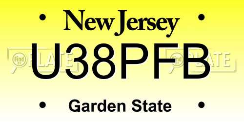 U38PFB New Jersey License Plate