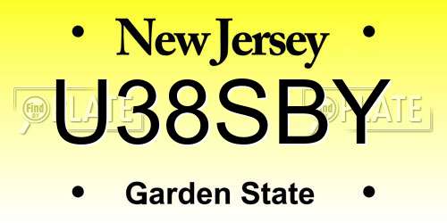 U38SBY New Jersey License Plate