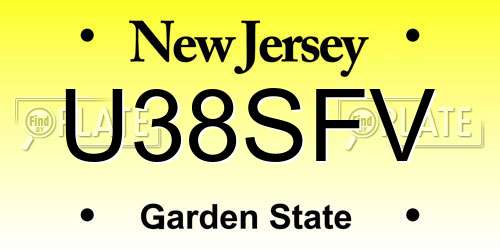 U38SFV New Jersey License Plate