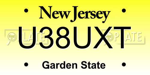 U38UXT New Jersey License Plate