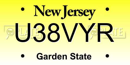 U38VYR New Jersey License Plate