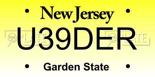 U39DER New Jersey License Plate