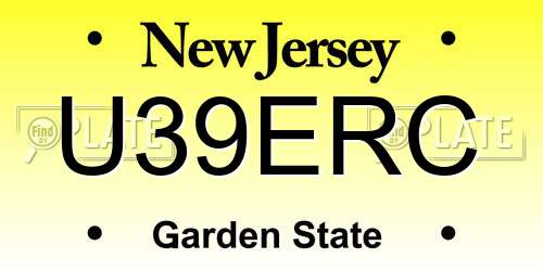 U39ERC New Jersey License Plate
