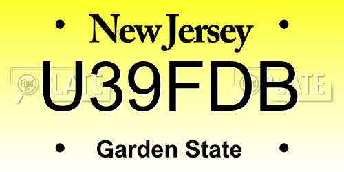 U39FDB New Jersey License Plate