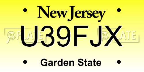 U39FJX New Jersey License Plate