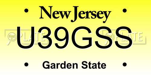 U39GSS New Jersey License Plate