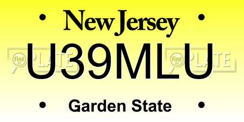 U39MLU New Jersey License Plate
