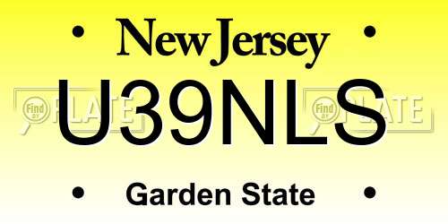 U39NLS New Jersey License Plate