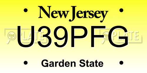 U39PFG New Jersey License Plate
