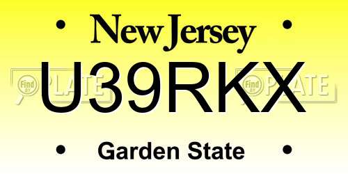 U39RKX New Jersey License Plate